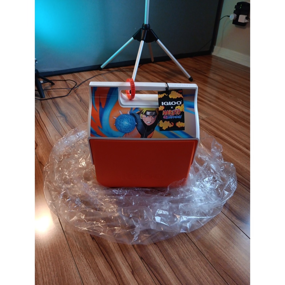 NARUTO SHIPPUDEN Naruto Uzumaki  x Igloo  Cooler NWT Orange Push Button Anime